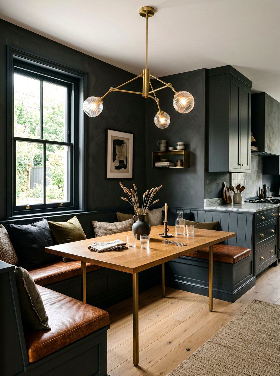 Moody Dark Kitchen Seating - 30 banquette window nook ideas