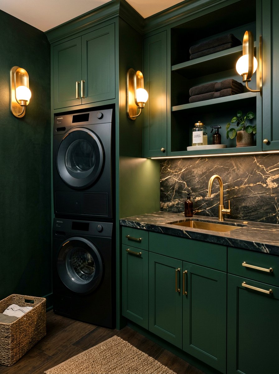 Moody Dark Laundry Nook - 30 laundry nook ideas