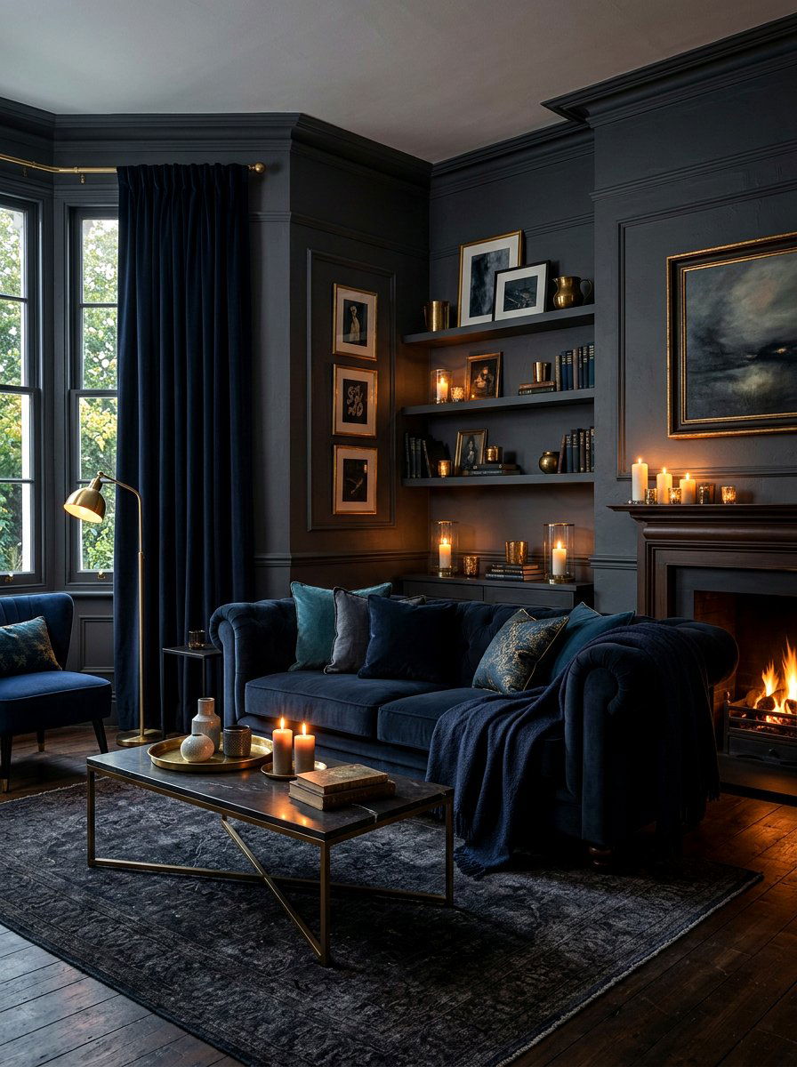 Moody Dark Living Room - 30 editorial living room ideas