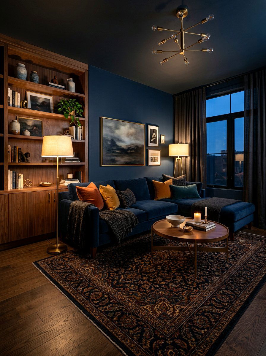 Moody Dark Living Room - 30 cozy family room ideas
