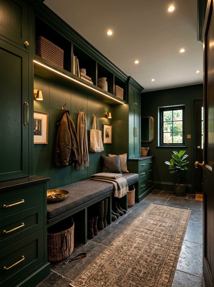 Moody Dark Mudroom - 30 entry closet mudroom ideas