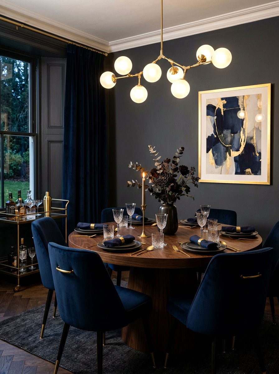 Moody Dark Round Dining - 30 round dining room ideas