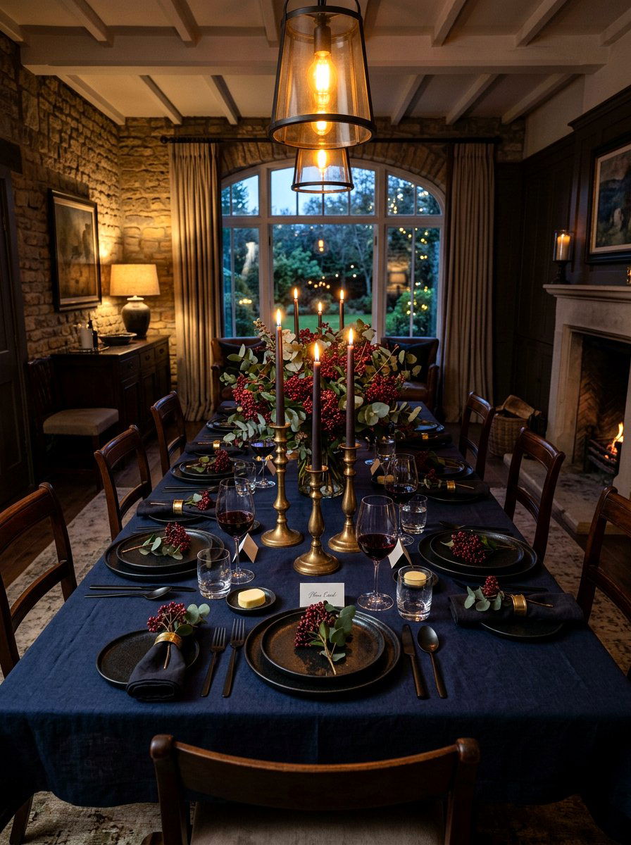Moody Dark Tablecloth - 30 collected tablescape ideas aesthetic