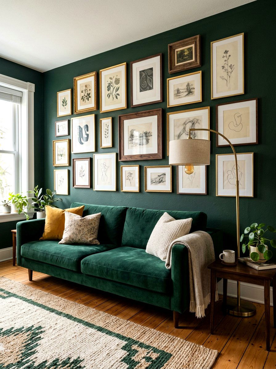 Moody Dark Wall Gallery - 30 eclectic frame wall ideas
