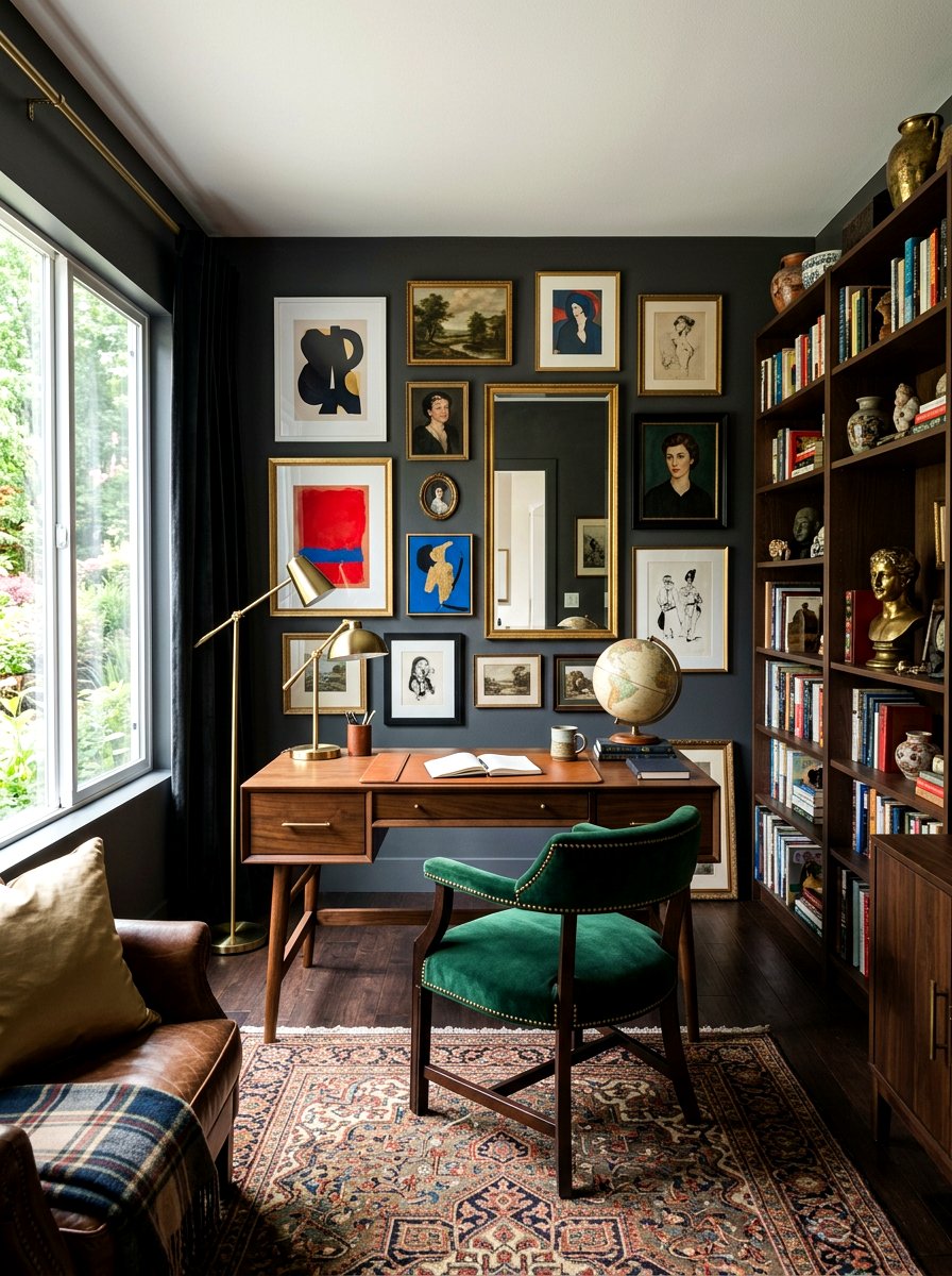 Moody Eclectic Study - 30 moody reading room ideas