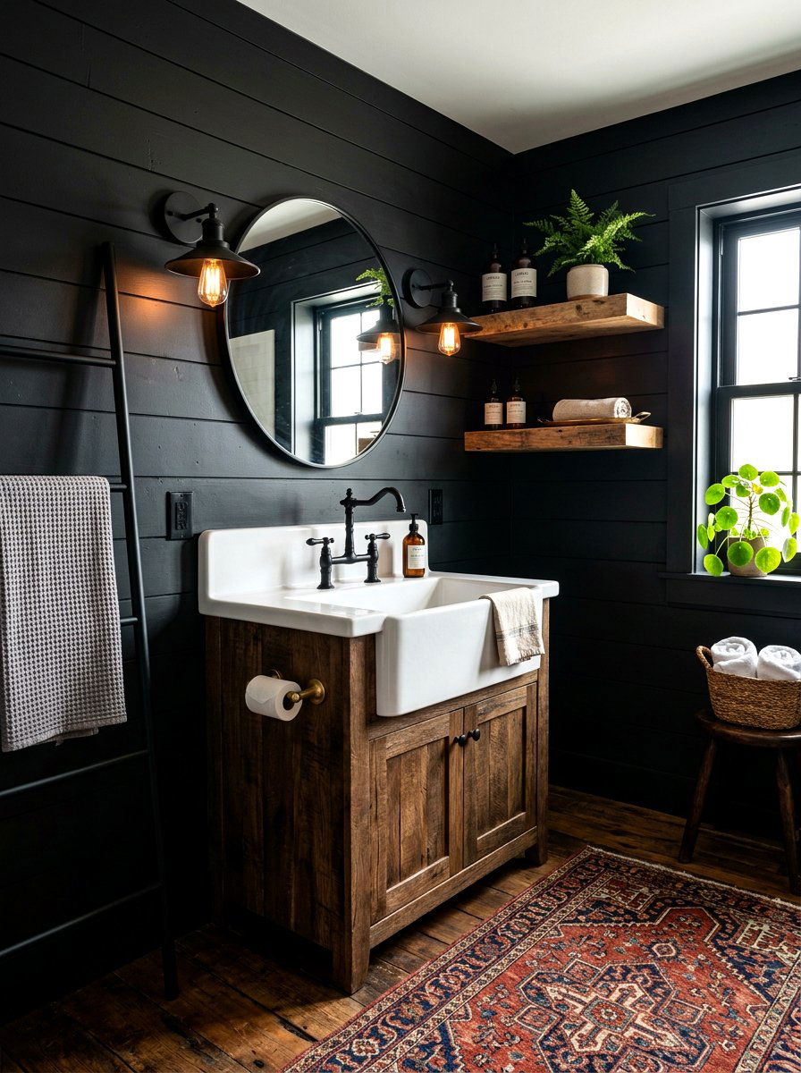 Moody Farmhouse Bathroom - 30 moody bathroom ideas