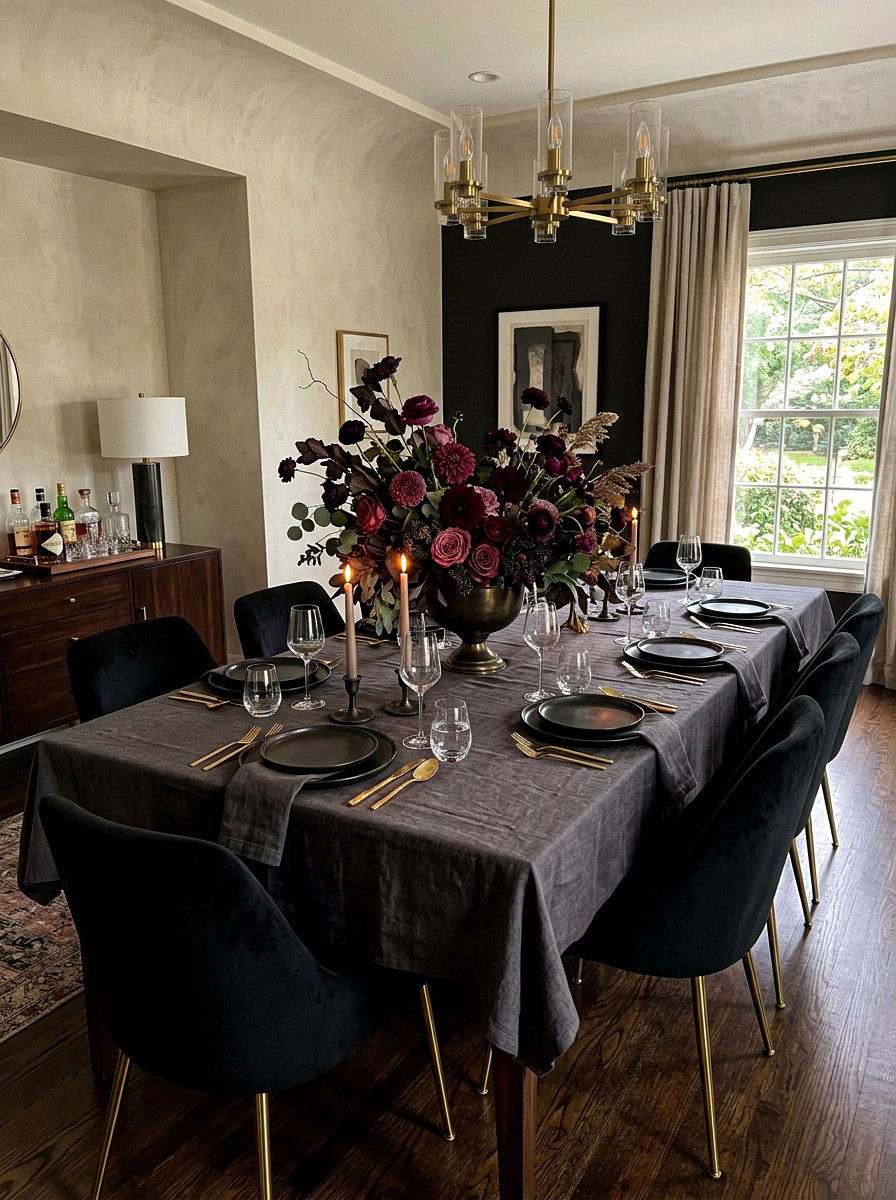 Moody Floral Centerpiece Plum - 30 moody berry tablescape ideas