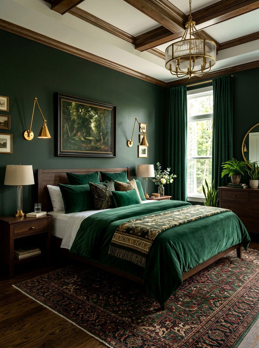 Moody Forest Green - 30 elevated bedscape ideas