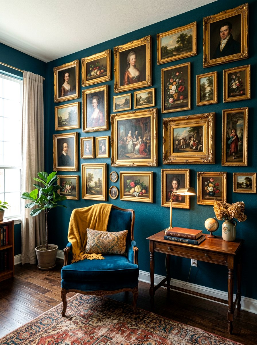 Moody Gallery Wall Living Room - 30 moody lounge room ideas