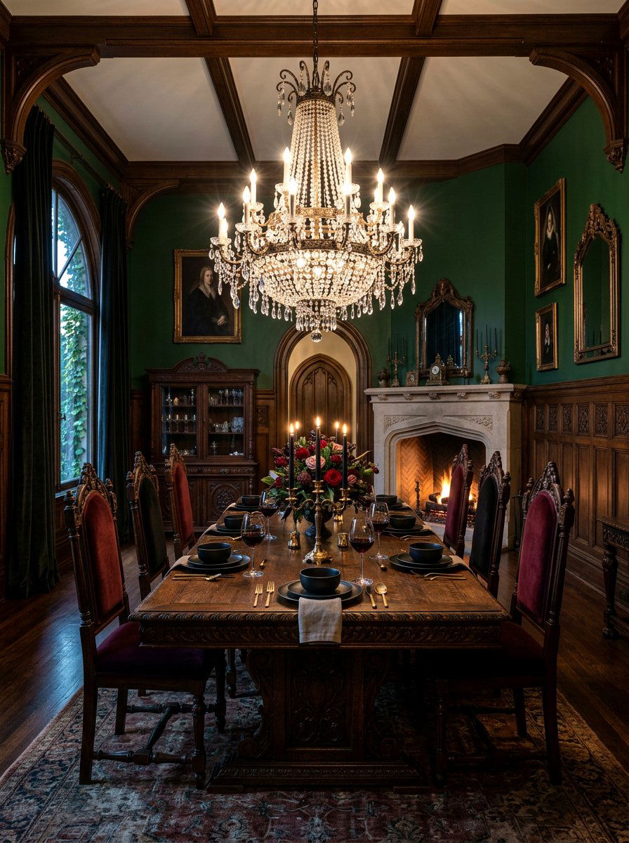 Moody Gothic Dining Room - 30 dark romantic Halloween home ideas