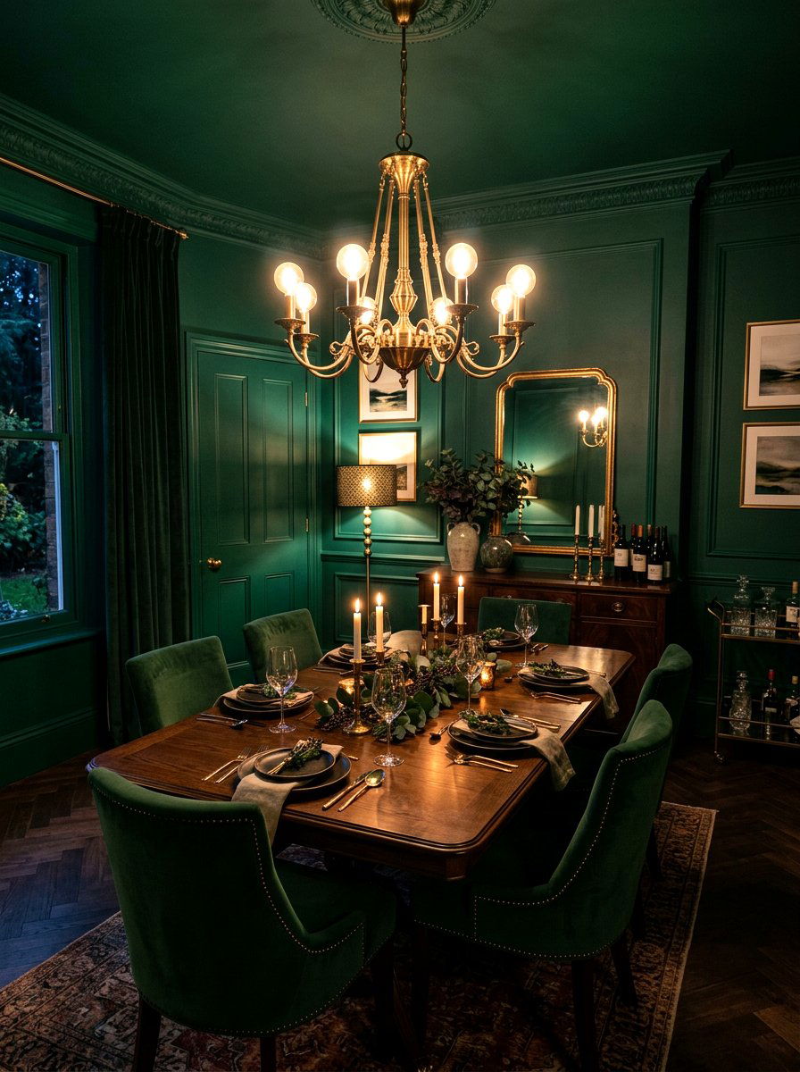 Moody Green Dining Room - 30 green dining room ideas