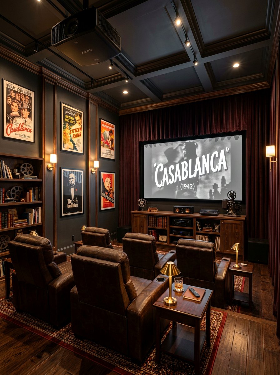 Moody Home Cinema - 30 dark academia room ideas