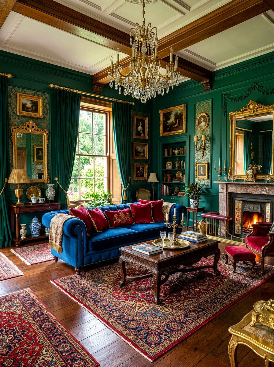 Moody Jewel Tones - 30 anti minimal living room ideas
