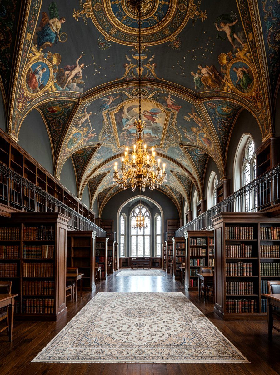 Moody Library Painted Ceiling - 30 moody library living room ideas