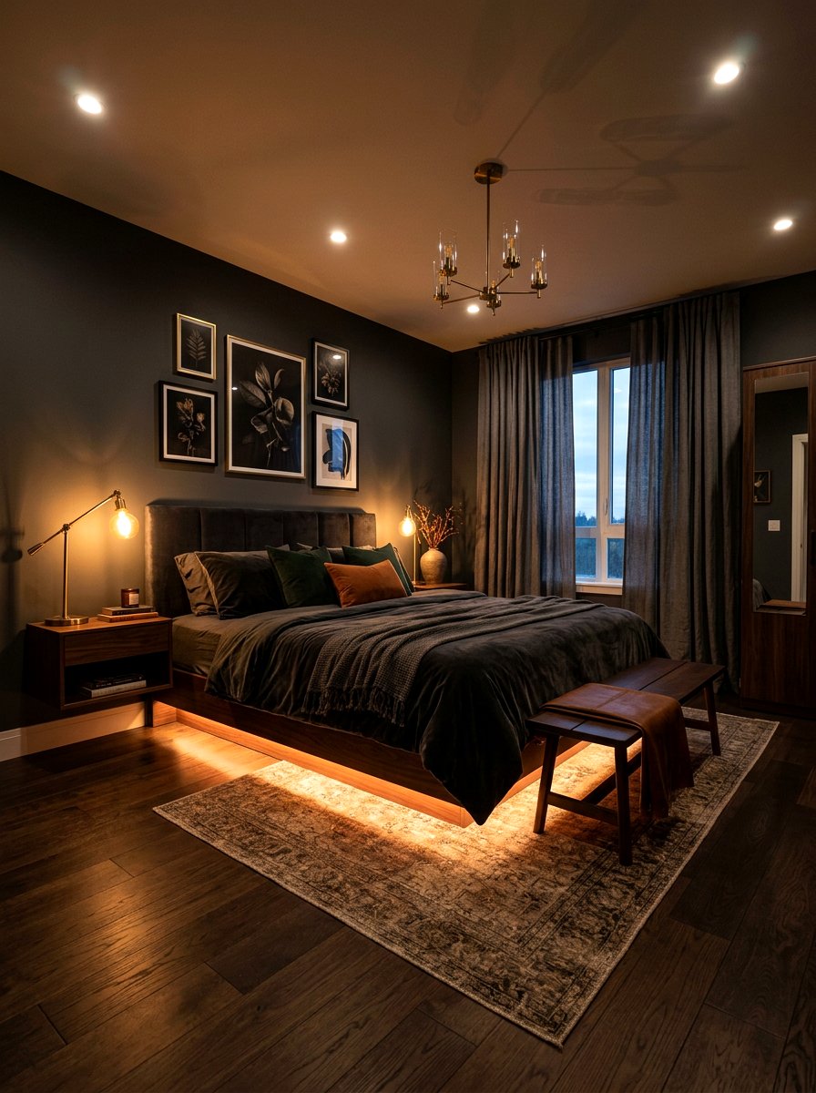 Moody Lighting Bedroom - 30 dark bedroom ideas
