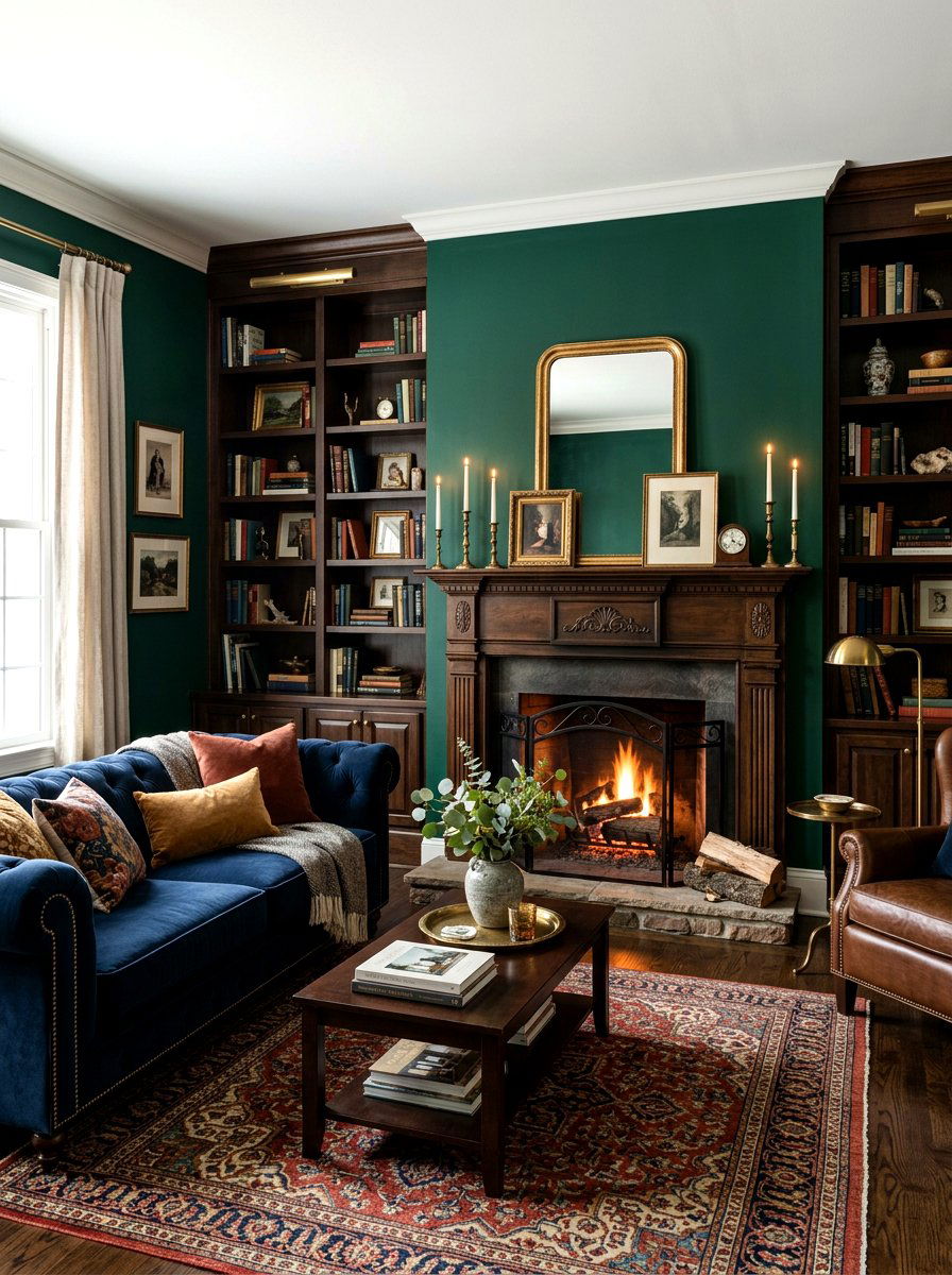 Moody Living Room - 30 dark academia room ideas