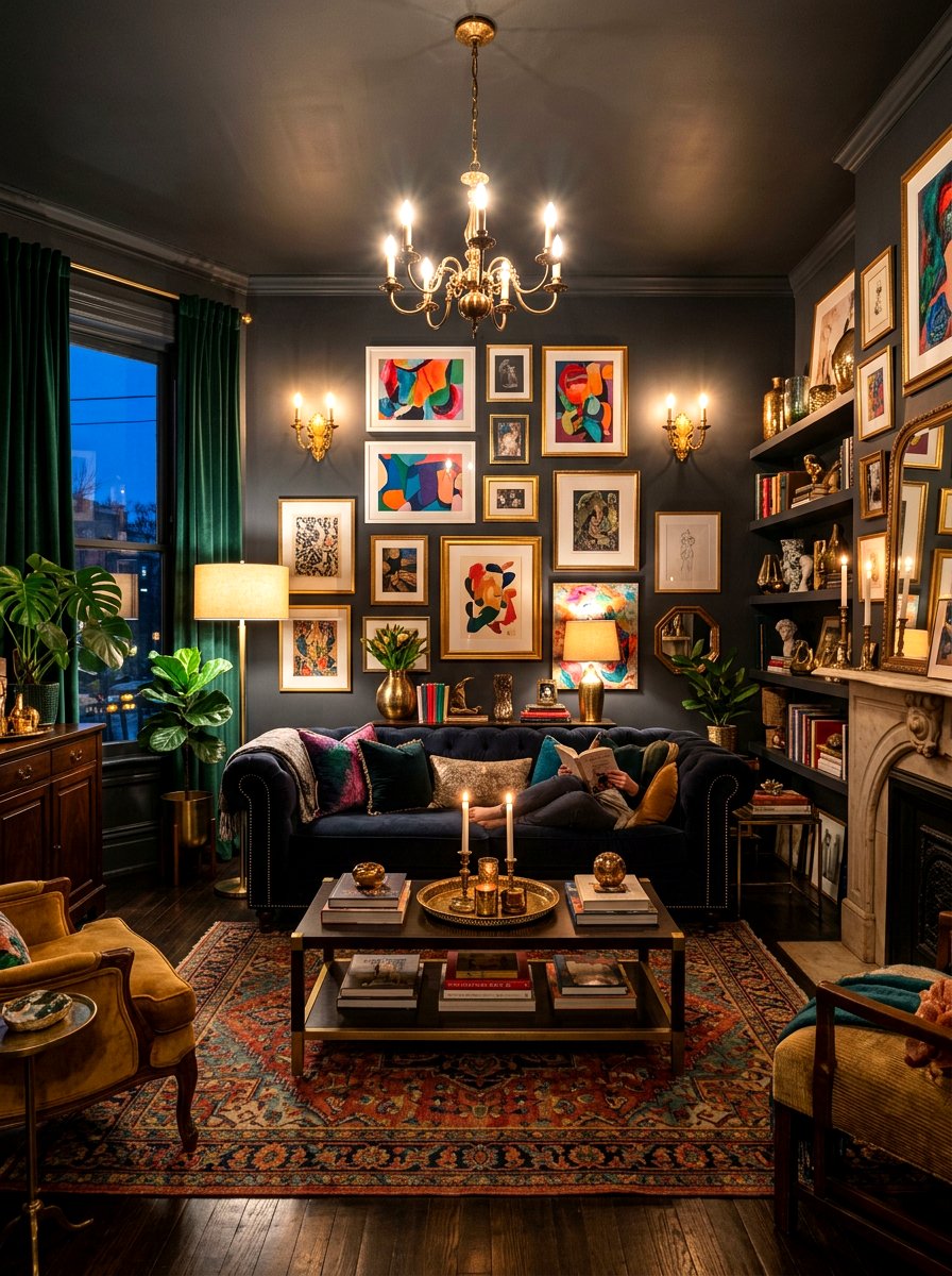 Moody Maximalist Living Room - 30 maximalist living room ideas