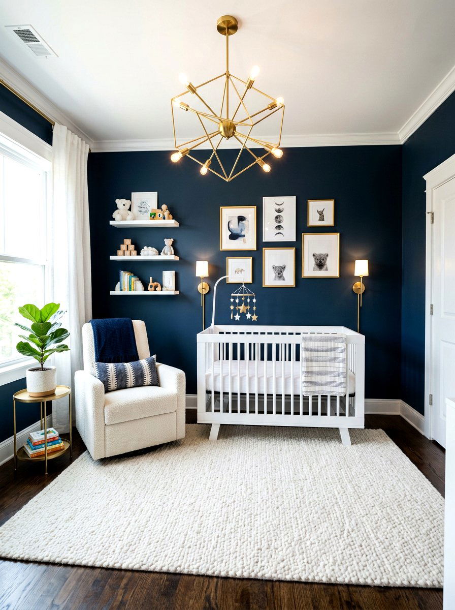 Moody Navy Nursery - 30 boutique nursery decor ideas