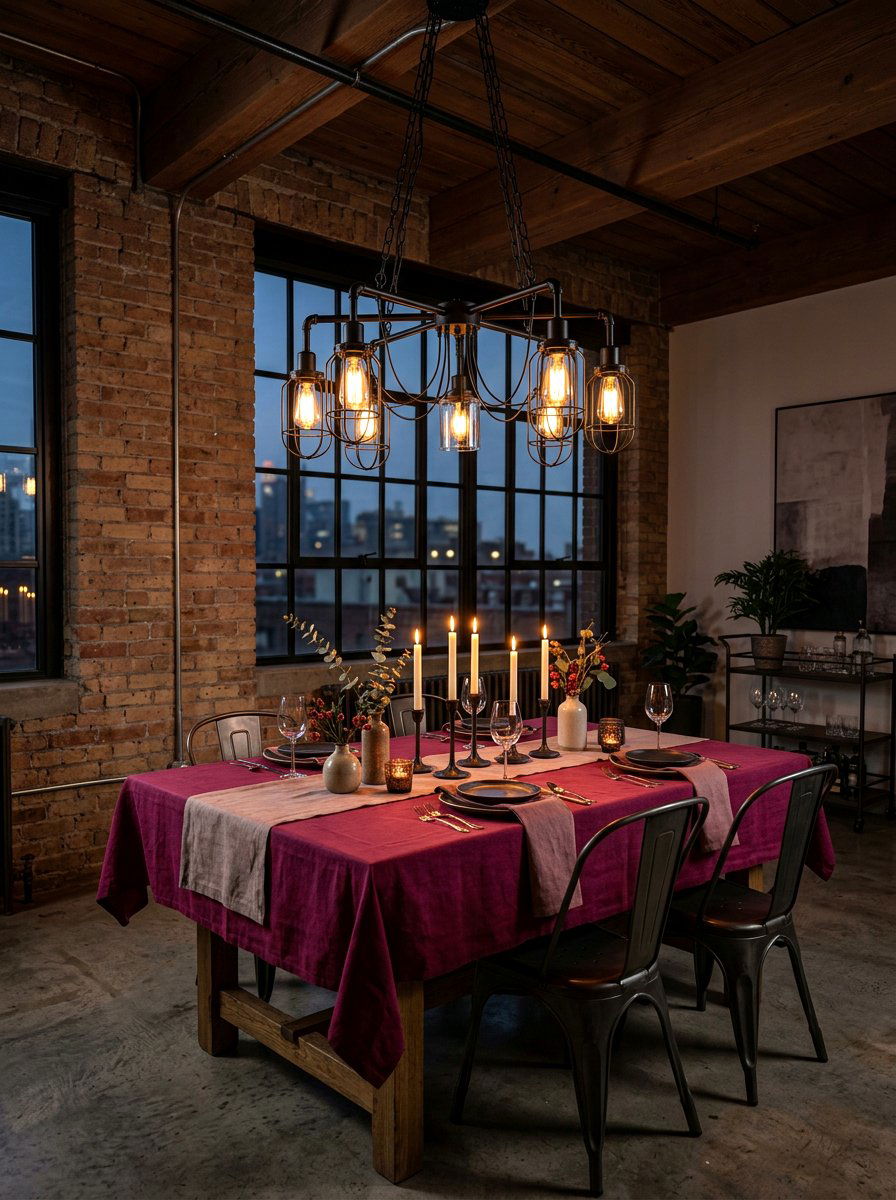Moody Overhead Dining Light - 30 moody berry tablescape ideas