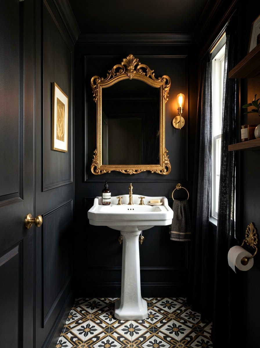 Moody Powder Room - 30 moody bathroom ideas