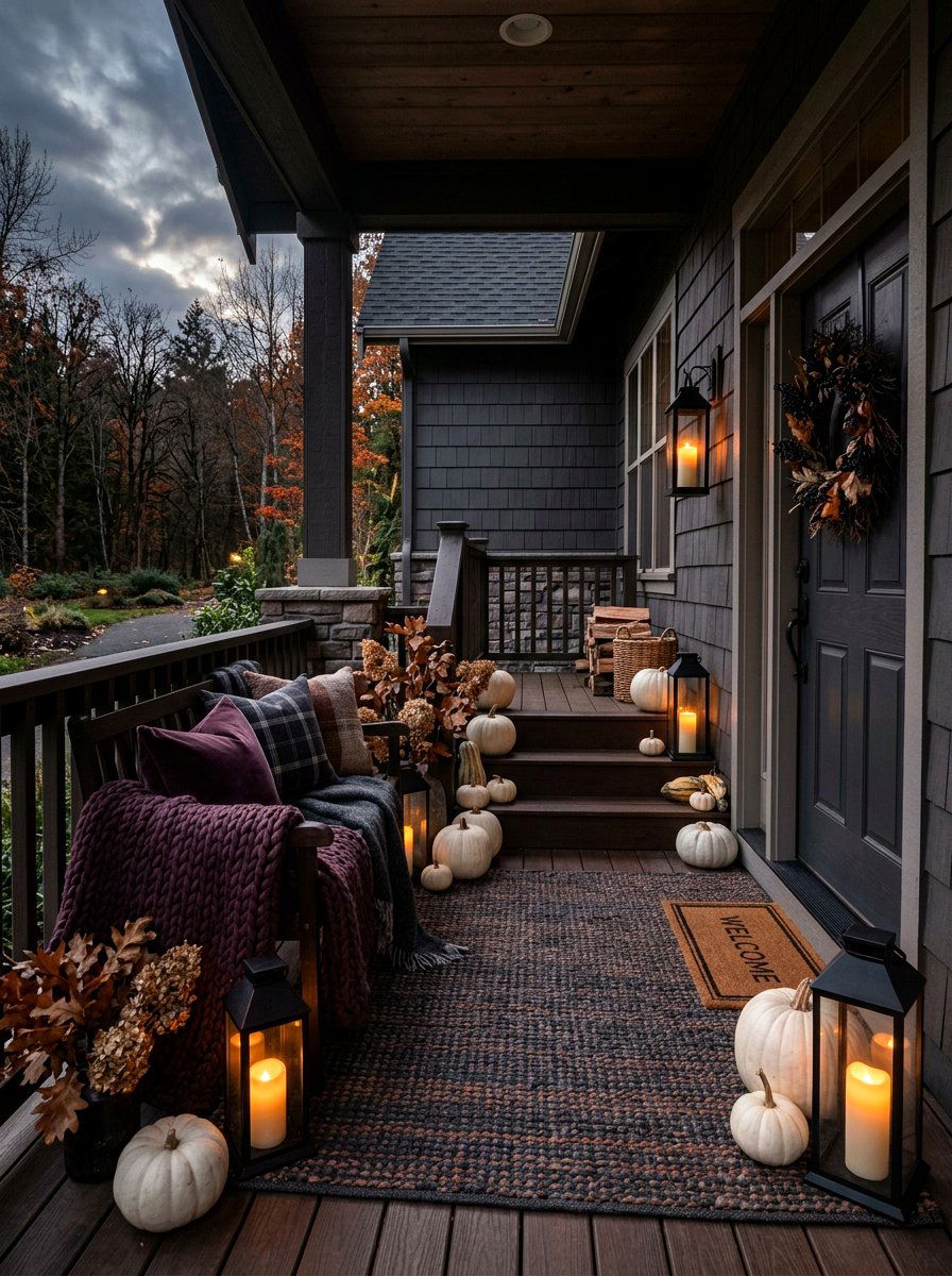 Moody autumn porch - 30 seasonal front porch ideas