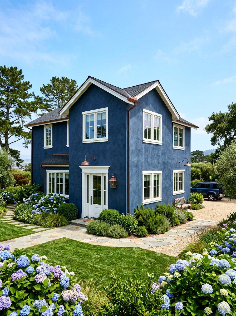 Moody blue clay stucco - 30 clay stucco exterior ideas