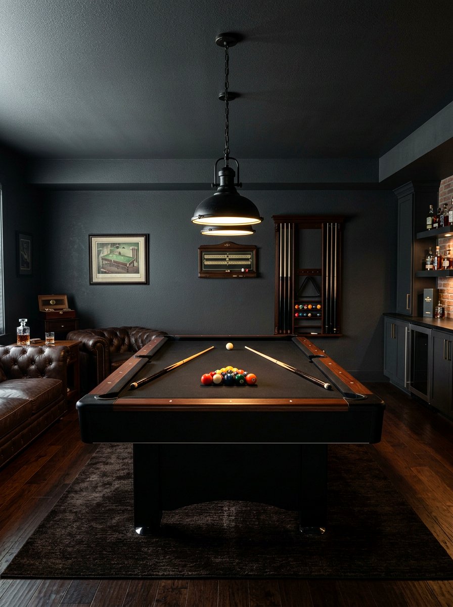 Moody charcoal billiards room - 30 billiards room ideas