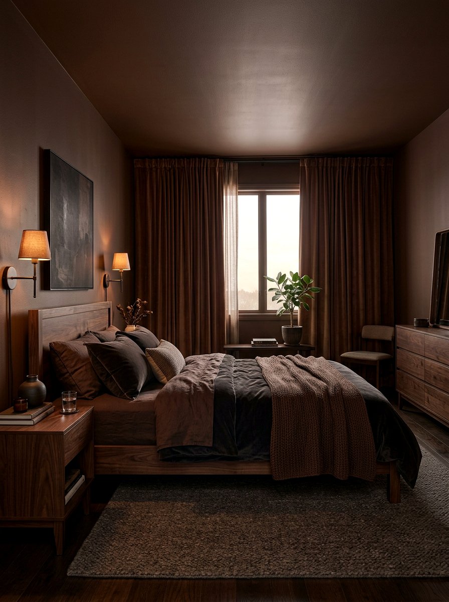 Moody chocolate brown bedroom - 30 chocolate bedroom ideas