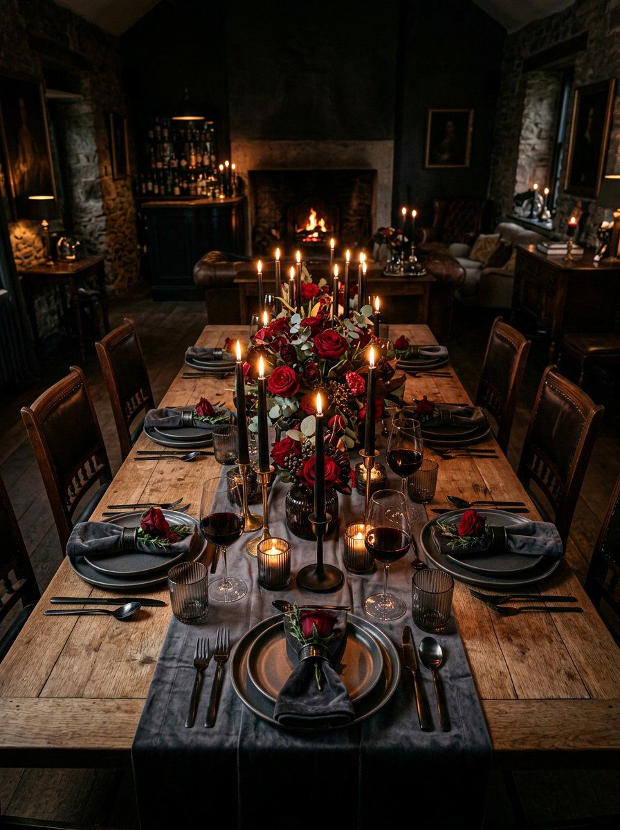 Moody dark dinner aesthetic - 30 romantic dinner party ideas at home