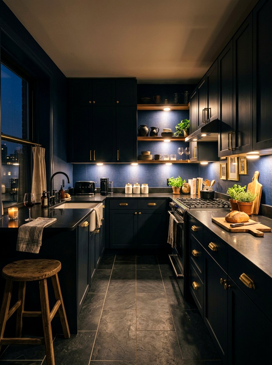 Moody dark rental kitchen - 30 rental kitchen glow up ideas