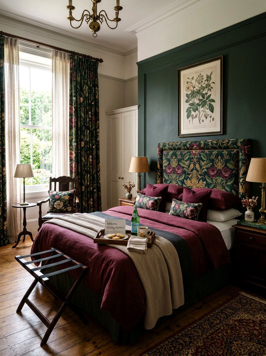 Moody floral guest bedroom - 30 dark floral fall decor ideas