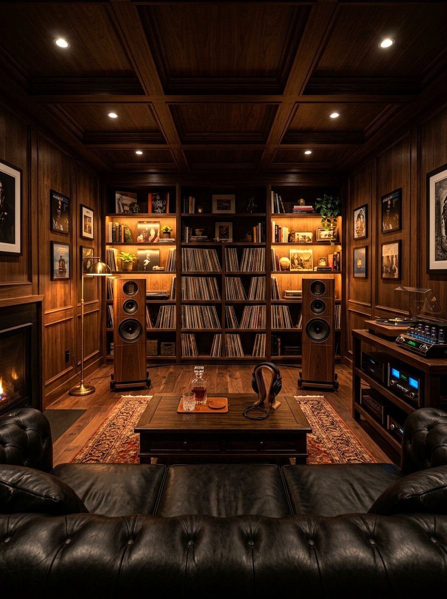Moody listening den - 30 record listening room ideas