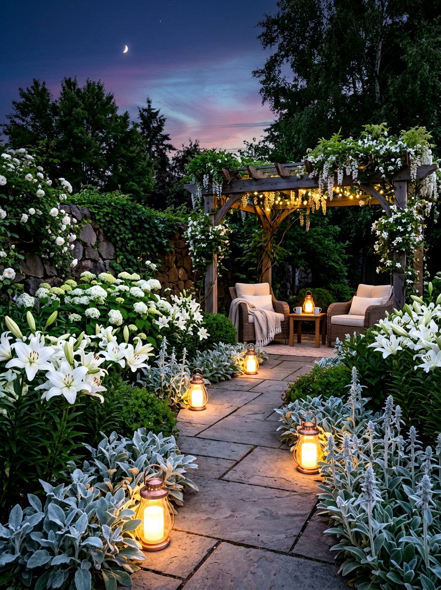 Moon Garden - 30 white bloom garden ideas