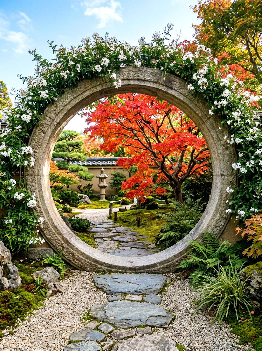 Moon Gate Circular Arch - 30 climbing archway ideas