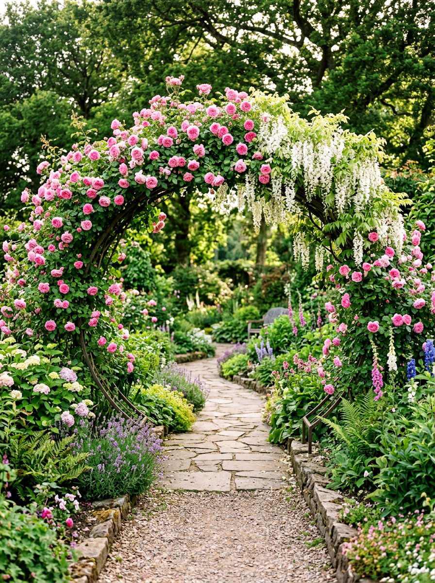Moon Gate Flower Arch - 30 moon gate backyard ideas