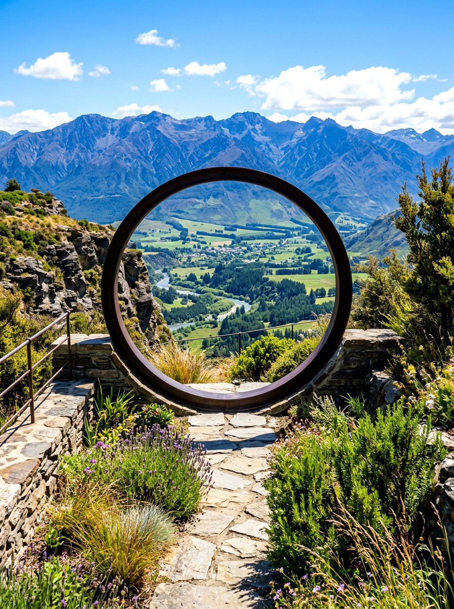 Moon Gate Overlooking View - 30 moon gate backyard ideas