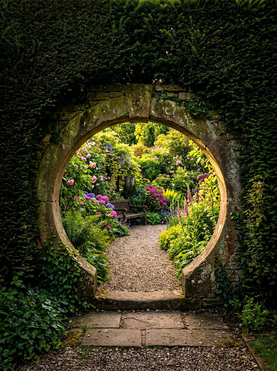 Moon Gate Transition To Secret Garden - 30 moon gate garden ideas