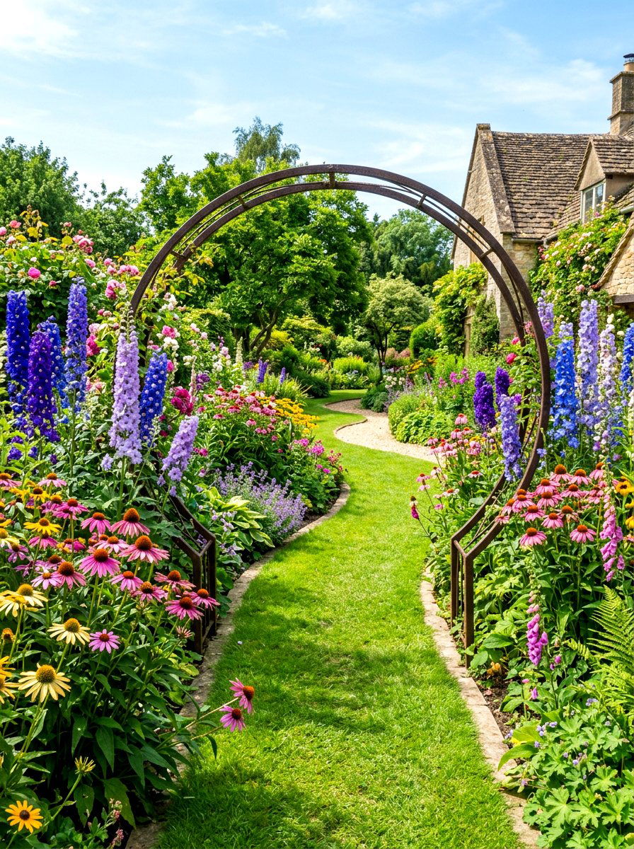 Moon Gate With Perennial Border - 30 moon gate garden ideas