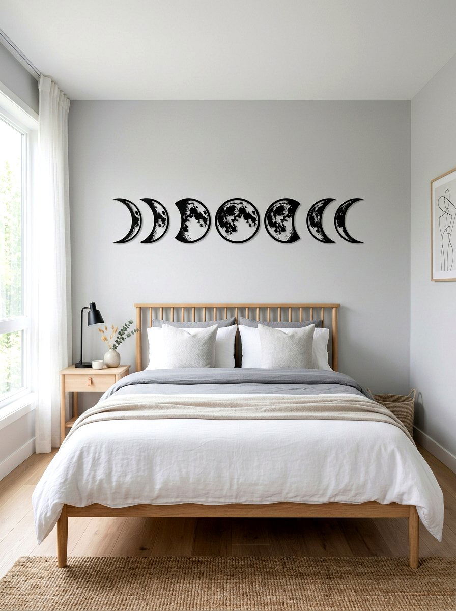 Moon Phase Wall Decor - 30 space themed bedroom ideas