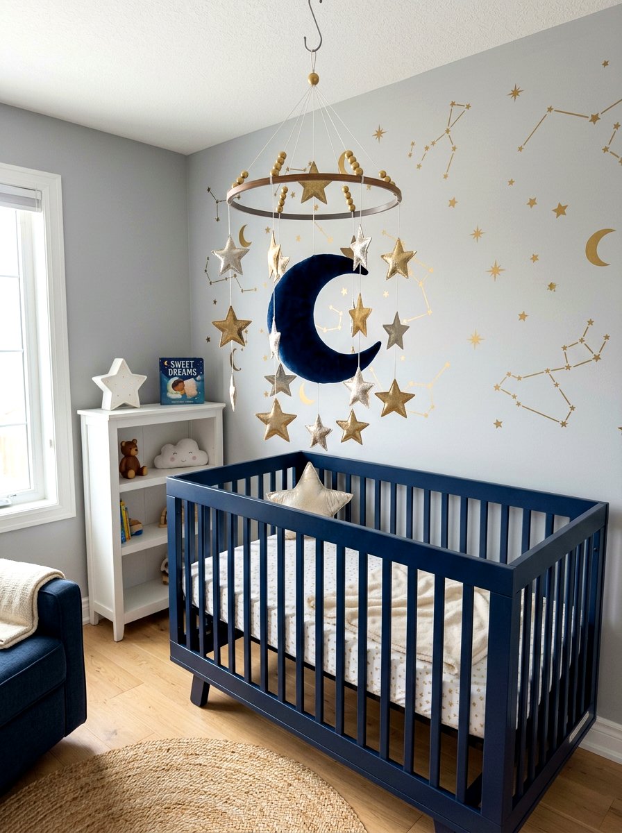 Moon and Star Mobile - 30 mobile decor nursery ideas
