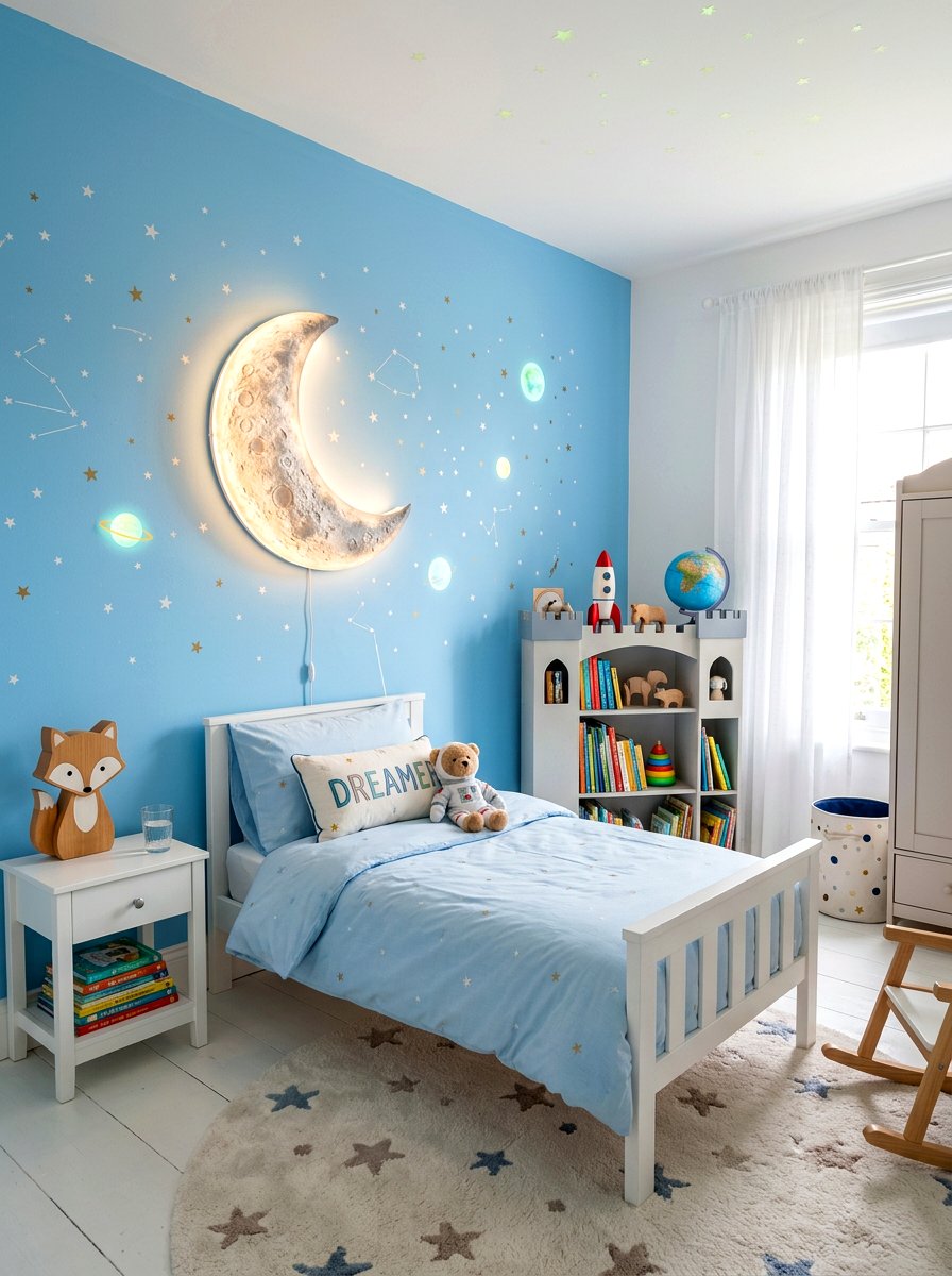 Moon wall light - 30 circadian bedroom lighting ideas