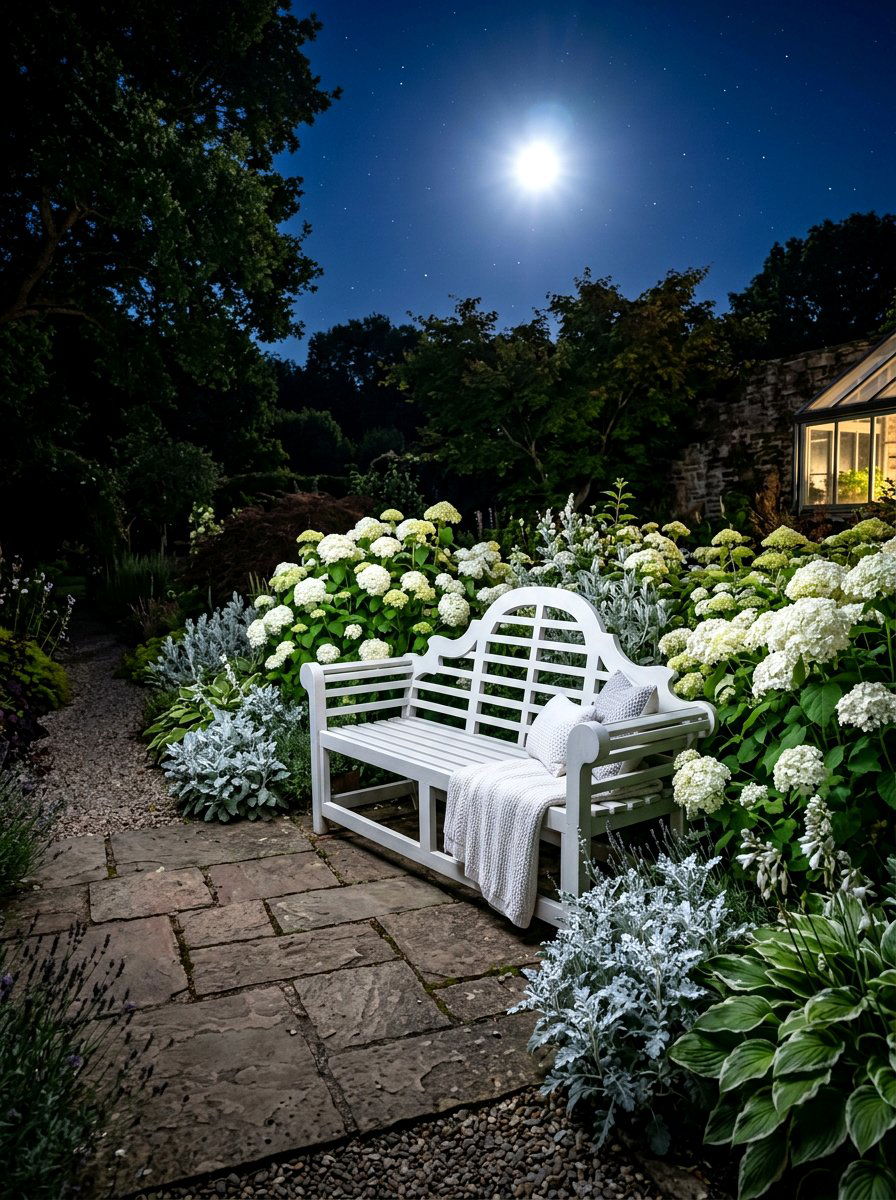 Moonlight Garden Bench - 30 moon garden ideas