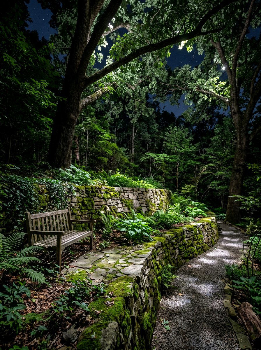 Moonlighting Over Retaining Wall - 30 retaining wall lighting ideas