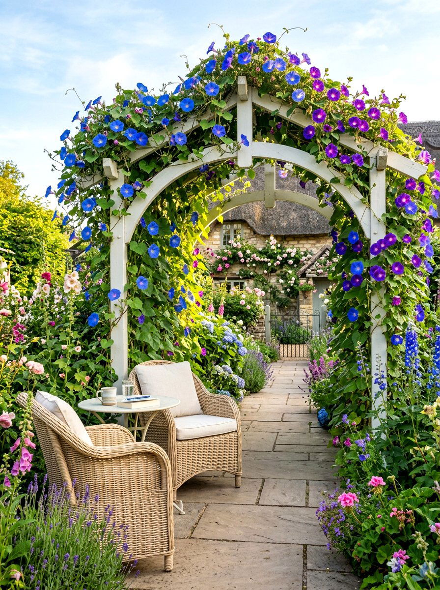 Morning Glory Pergola - 30 pergola plant ideas