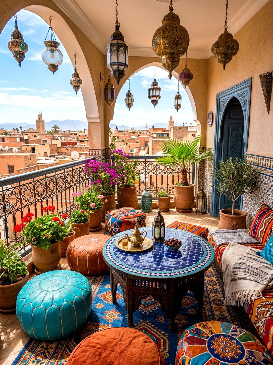 Moroccan Balcony Decor Theme - 30 balcony cafe apartment ideas