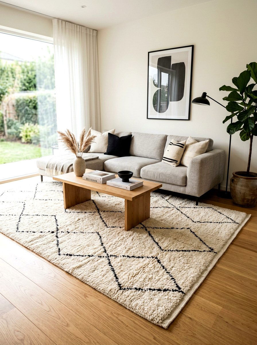 Moroccan Beni Ourain Rug Living Room - 30 living room rug ideas
