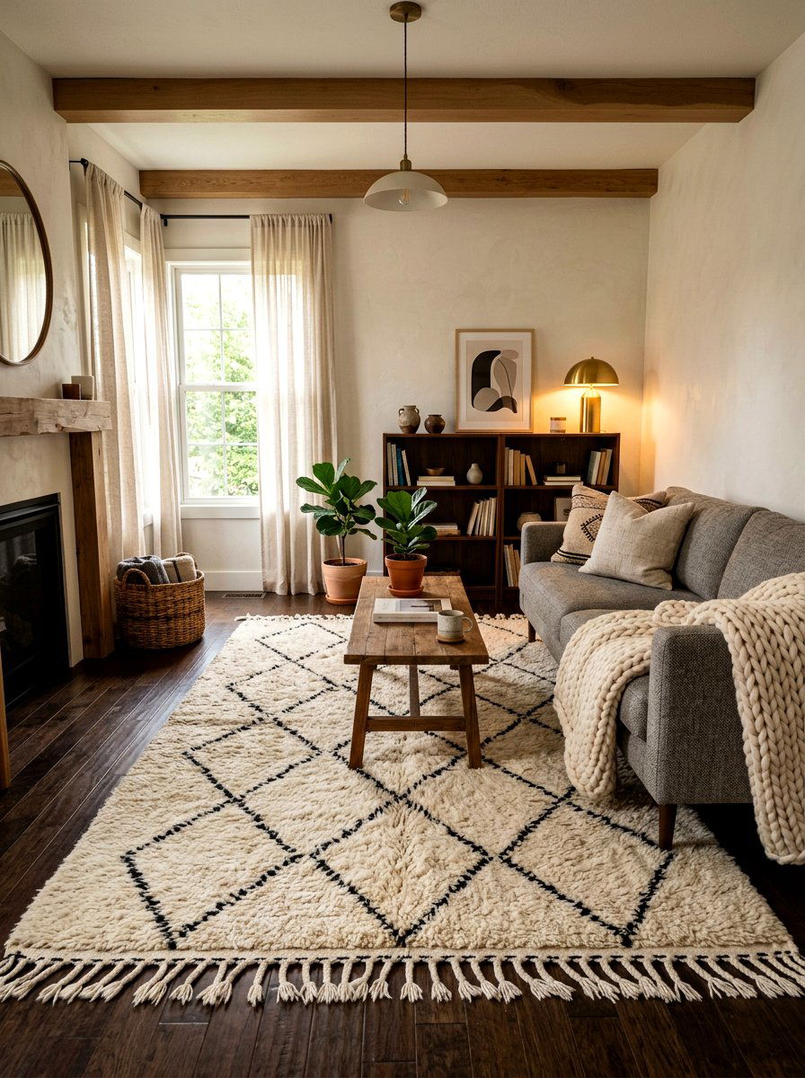 Moroccan Beni Ourain Rug - 30 statement rug ideas