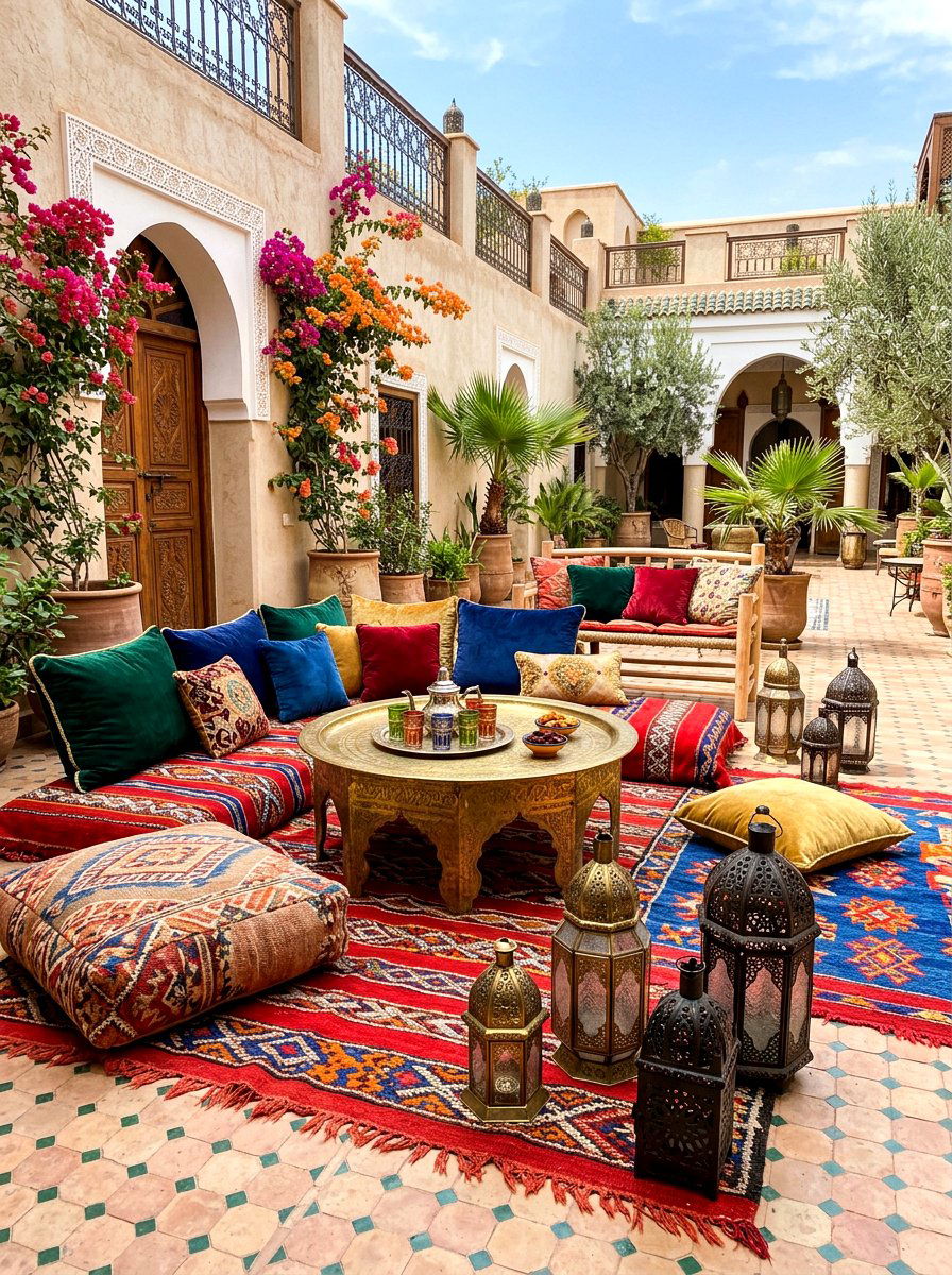 Moroccan Floor Cushions - 30 backyard candlelight dinner ideas