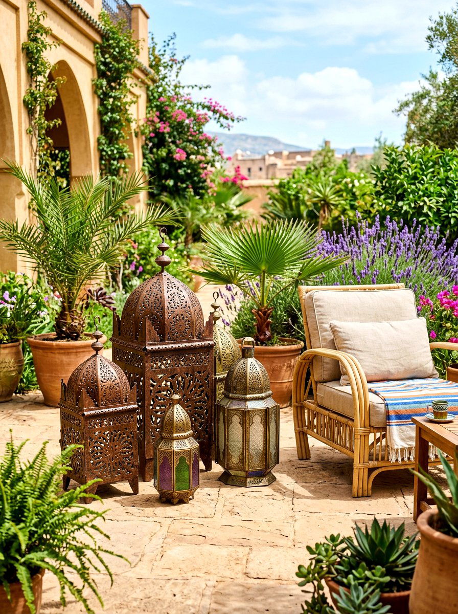 Moroccan Floor Lanterns - 30 bohemian backyard ideas