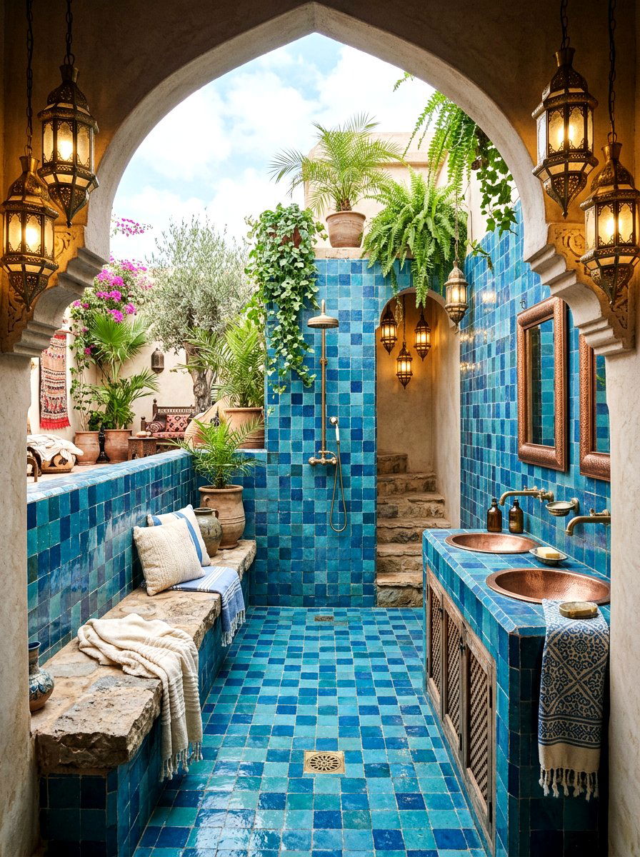 Moroccan Inspired Spa Bathroom - 30 Mediterranean bathroom ideas